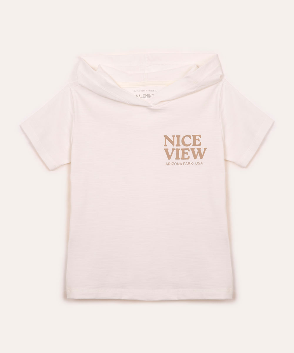 camiseta de algodão infantil flamê com capuz branca