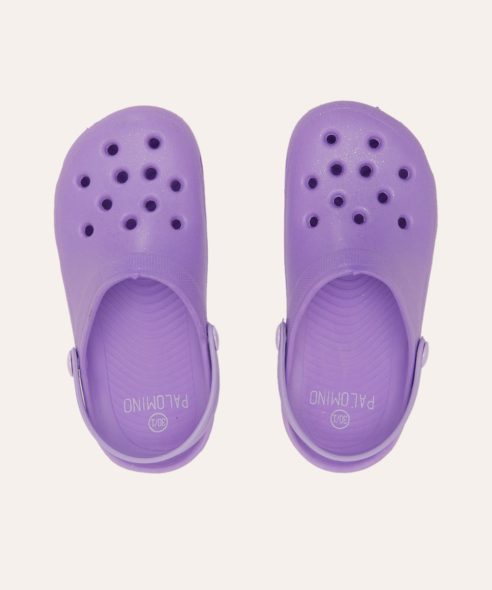 babuche infantil com glitter lilás