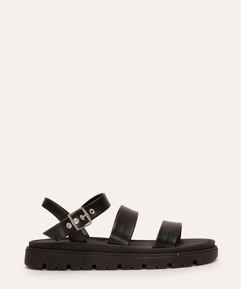 sandália flatform tiras moleca preta