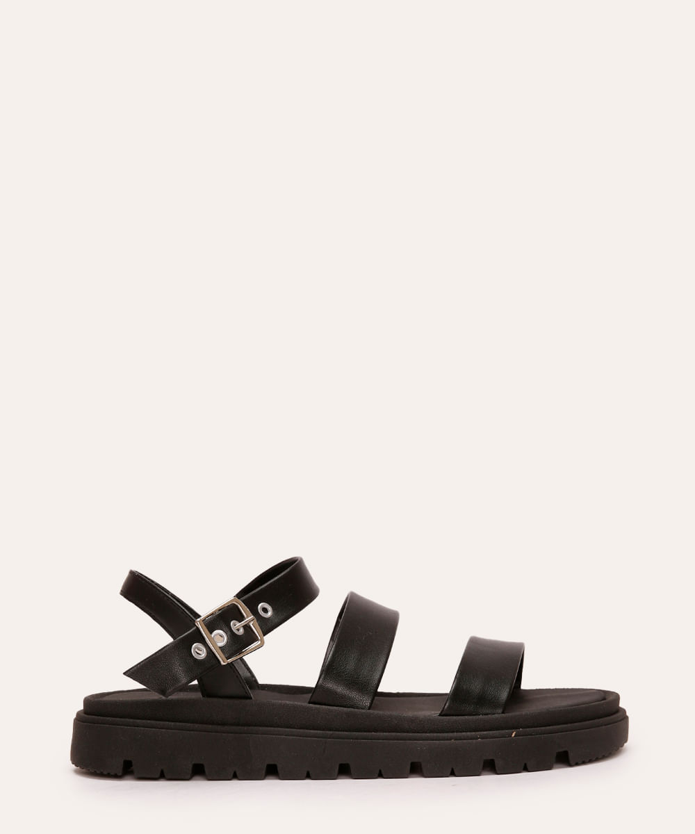 sandália flatform tiras moleca preta