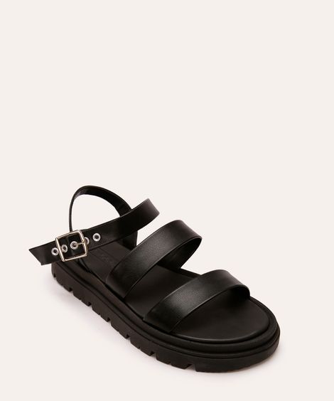 sandália flatform tiras moleca preta