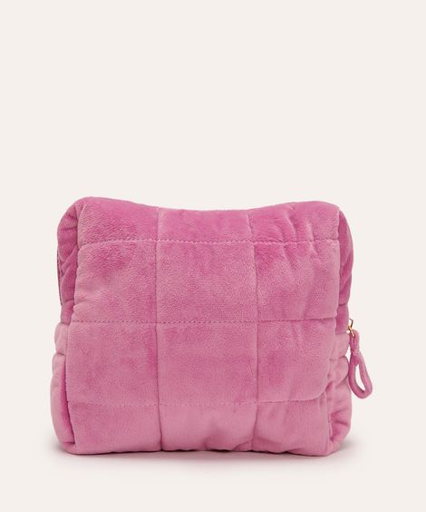 nécessaire tijolo de veludo matelassê rosa