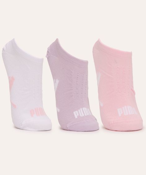 kit de 3 pares de meias sapatilha puma lilás