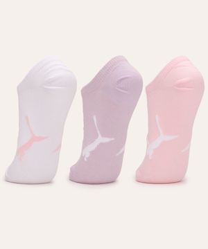 kit de 3 pares de meias sapatilha puma lilás