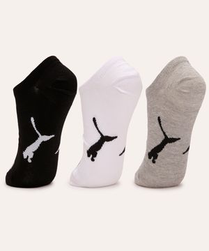 kit de 3 pares de meias sapatilha puma cinza