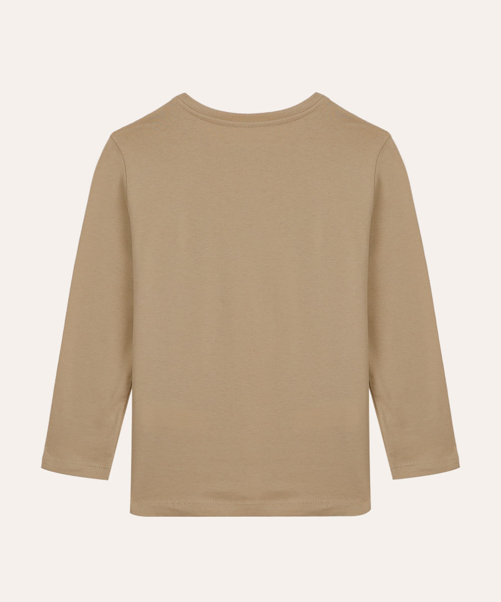 camiseta infantil manga longa nyc bege