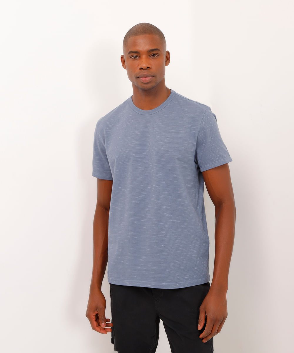 camiseta de algodão texturizada azul