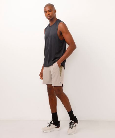 short com recorte esportivo bege