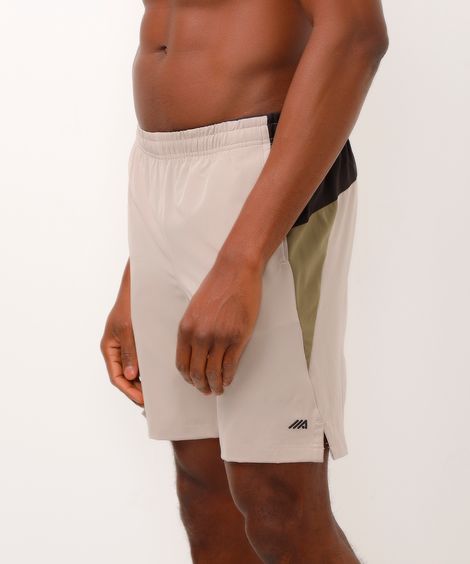 short com recorte esportivo bege