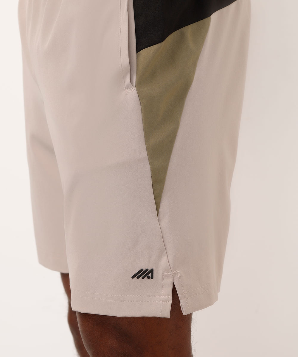 short com recorte esportivo ace bege