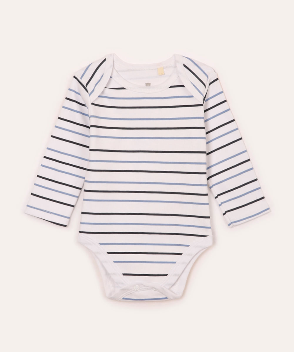 body de algodão infantil listrado off white