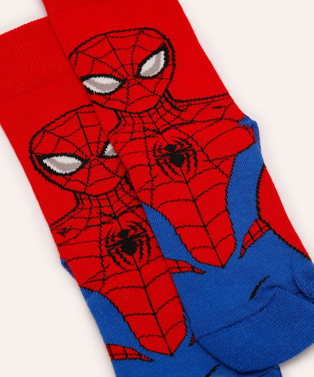 meia infantil cano alto homem aranha vermelha