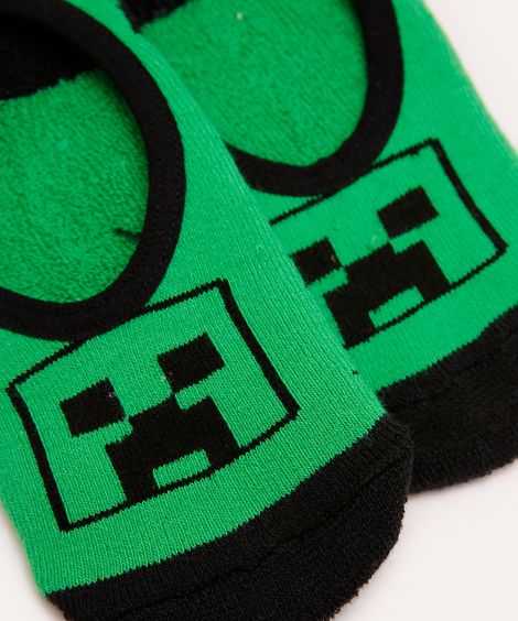 meia sapatilha infantil minecraft com antiderrapante verde