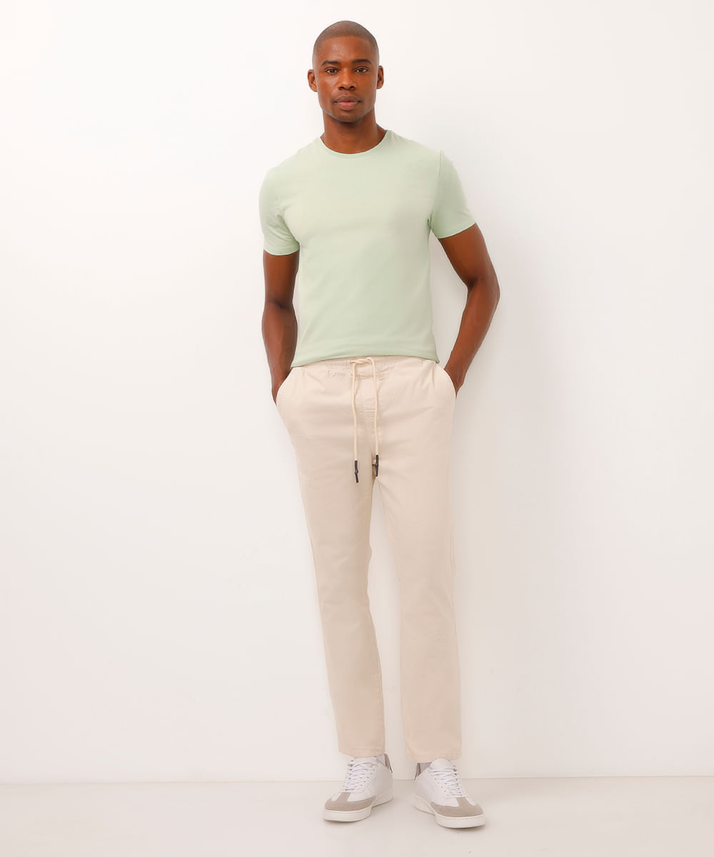 camiseta slim básica manga curta - verde claro