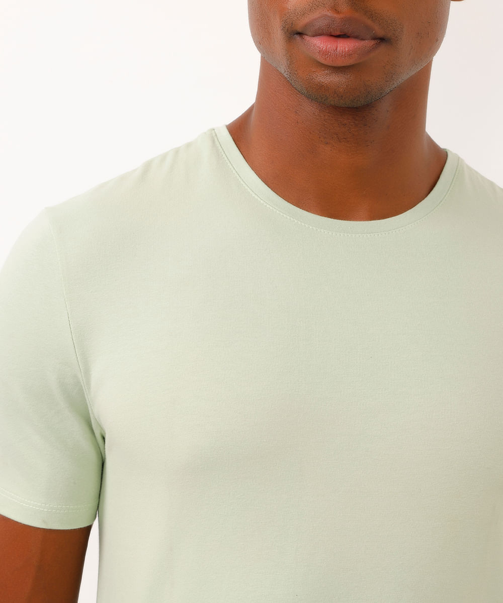 camiseta slim básica manga curta - verde claro