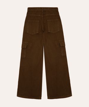 calça wide leg cargo de sarja juvenil verde