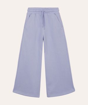 calça de moletom infantil wide leg azul