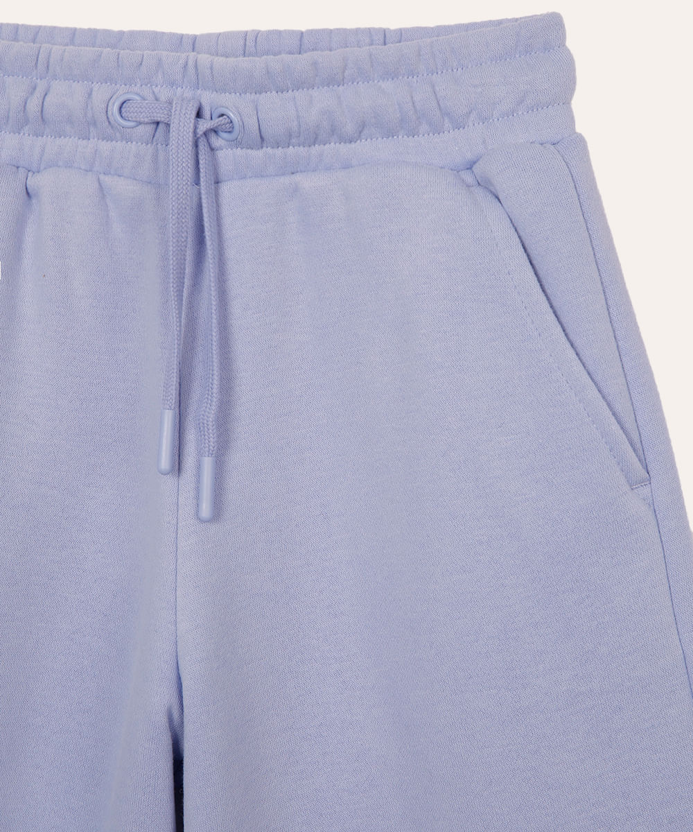 calça de moletom infantil wide leg azul