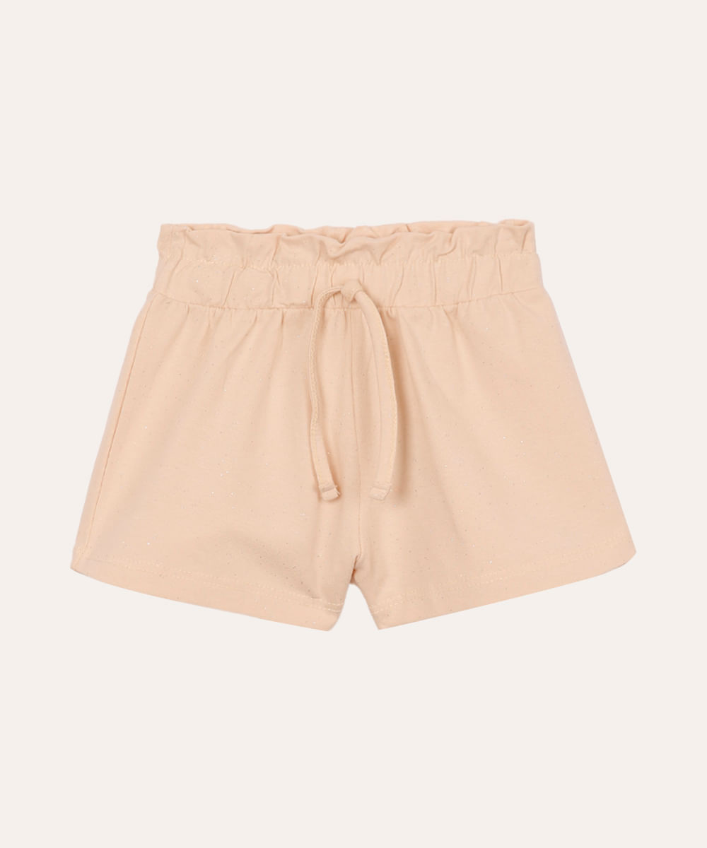 short de algodão infantil com brilho bege