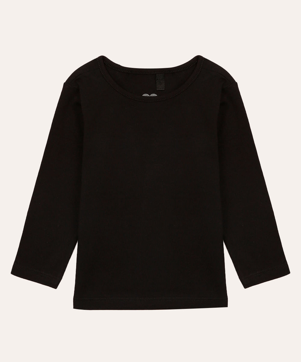 blusa de algodão infantil preta