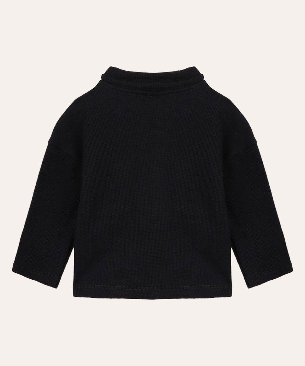 camisa de algodão infantil com bolsos azul marinho