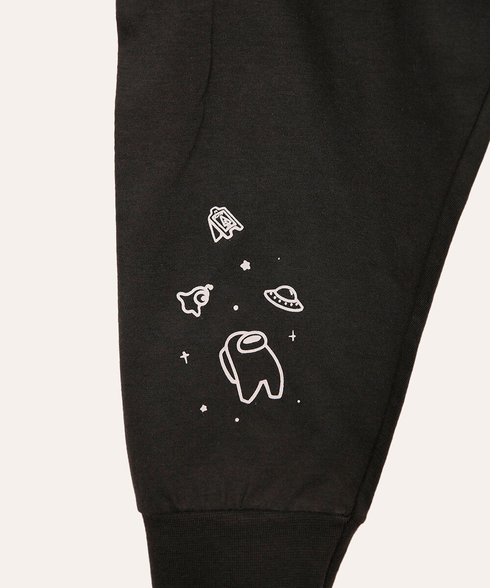 pijama de algodão infantil among us brilha no escuro cinza