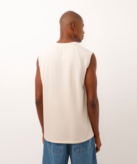 regata machão de moletinho raglan - off white