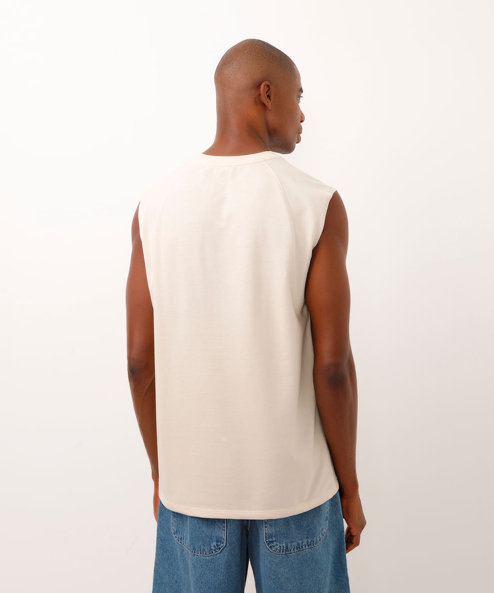 regata machão de moletinho raglan - off white