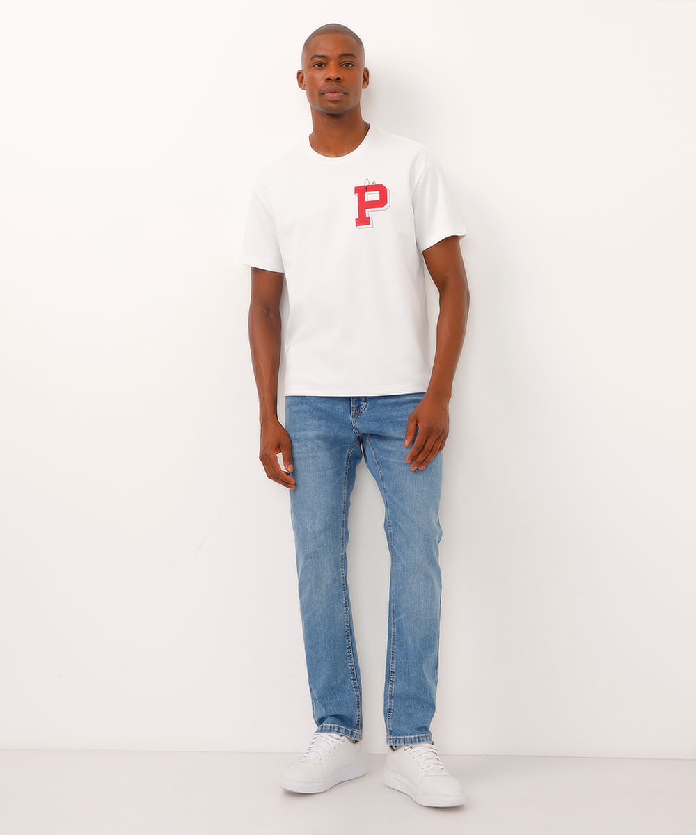 camiseta de moletinho relaxed snoopy off white