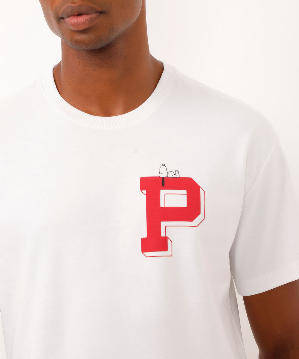 camiseta de moletinho relaxed snoopy off white