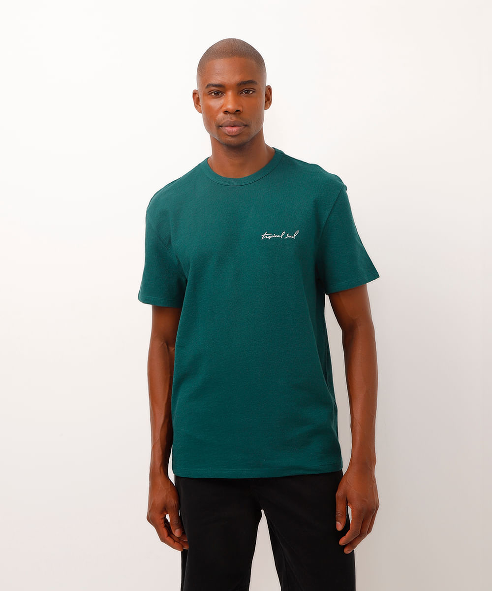 camiseta relaxed de algodão tropical soul verde