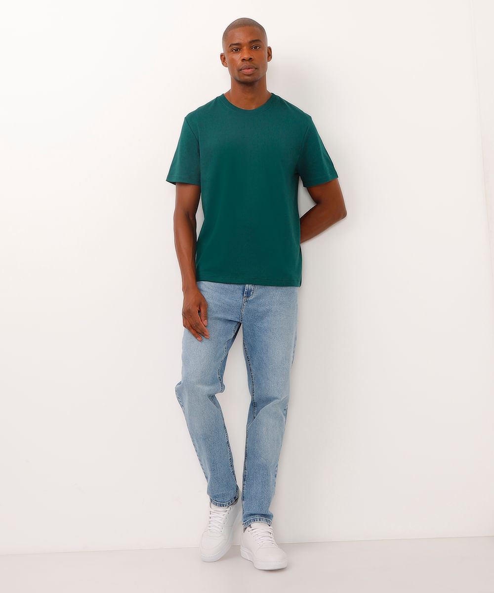 camiseta de algodão peruano bold manga curta verde