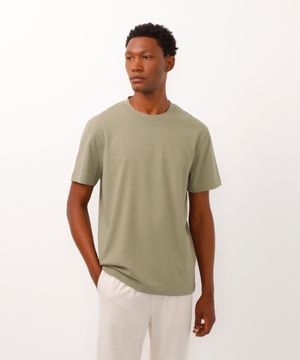 camiseta comfort com linho verde