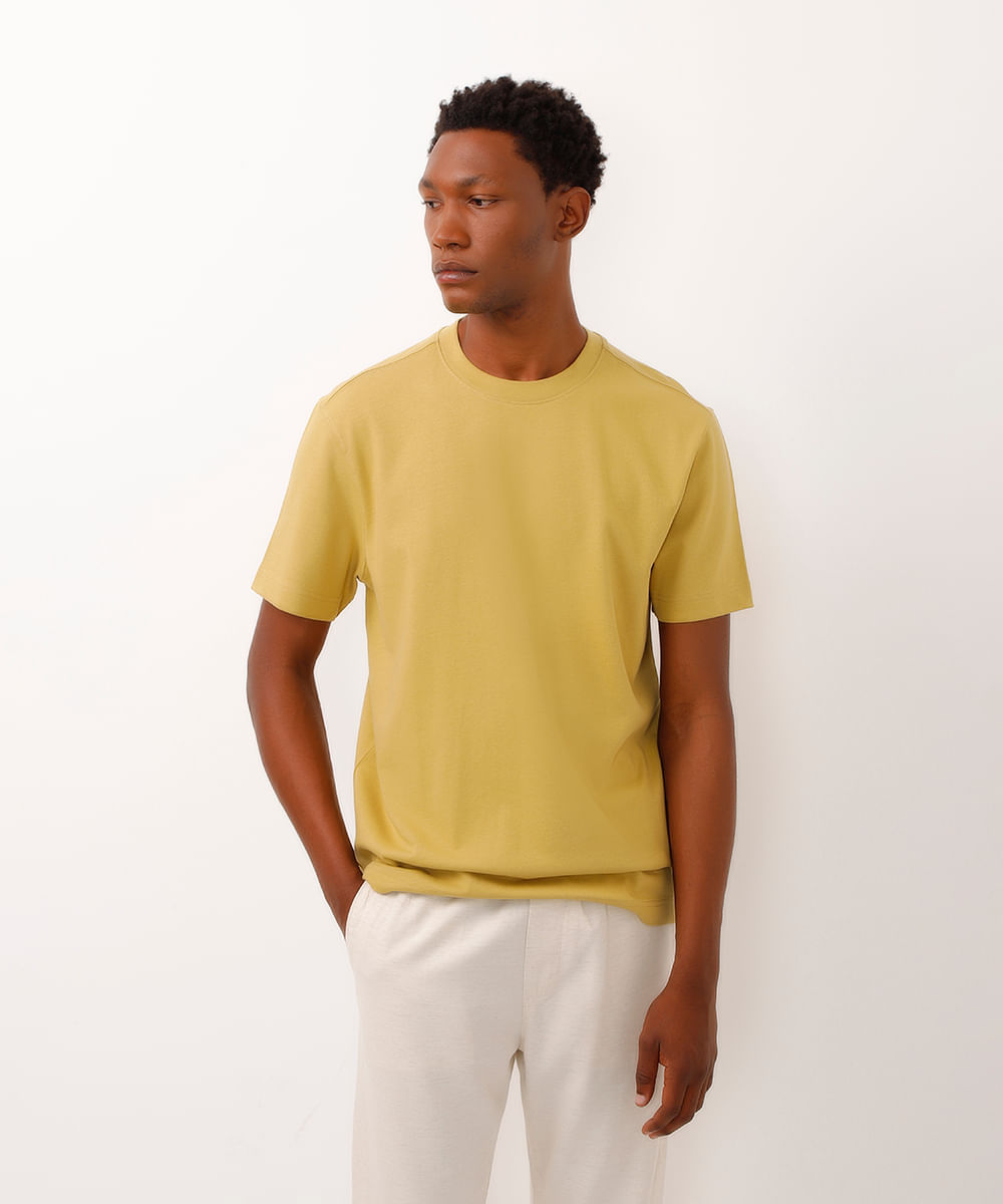 camiseta comfort malhão manga curta amarelo