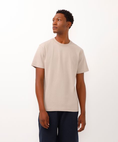camiseta comfort com linho bege