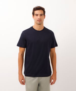 camiseta comfort com linho azul marinho