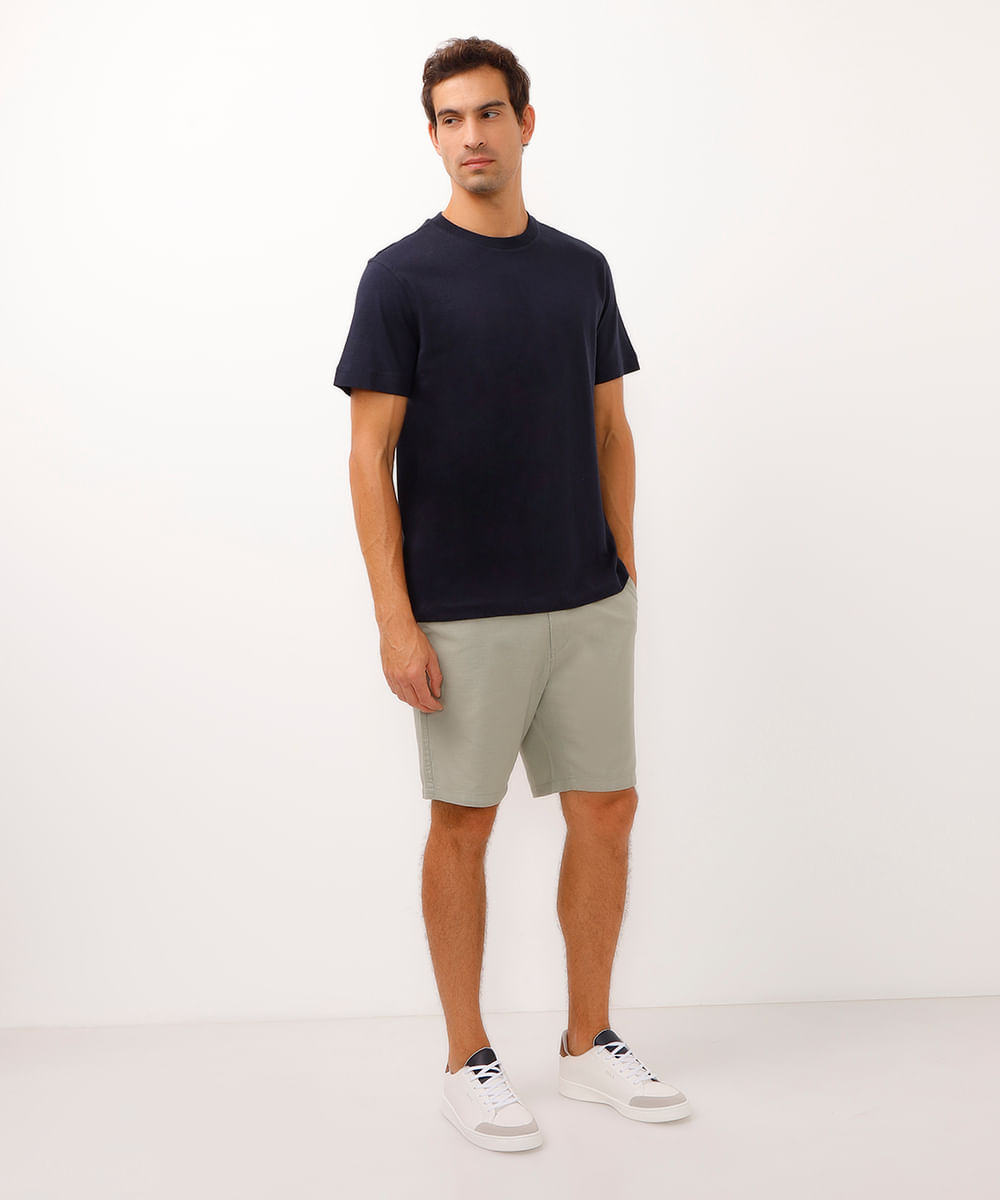 camiseta comfort com linho azul marinho