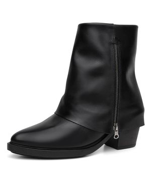 Bota Feminina Couro Cano Curto Capa Salto Bloco Conforto