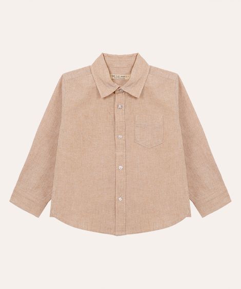 camisa com linho infantil bege