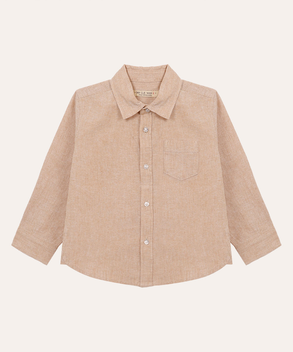 camisa com linho infantil bege