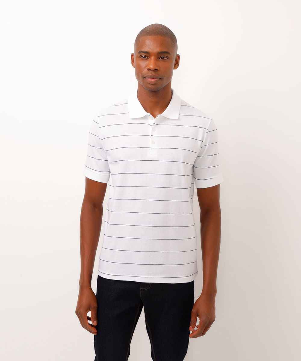 polo comfort listrada branca