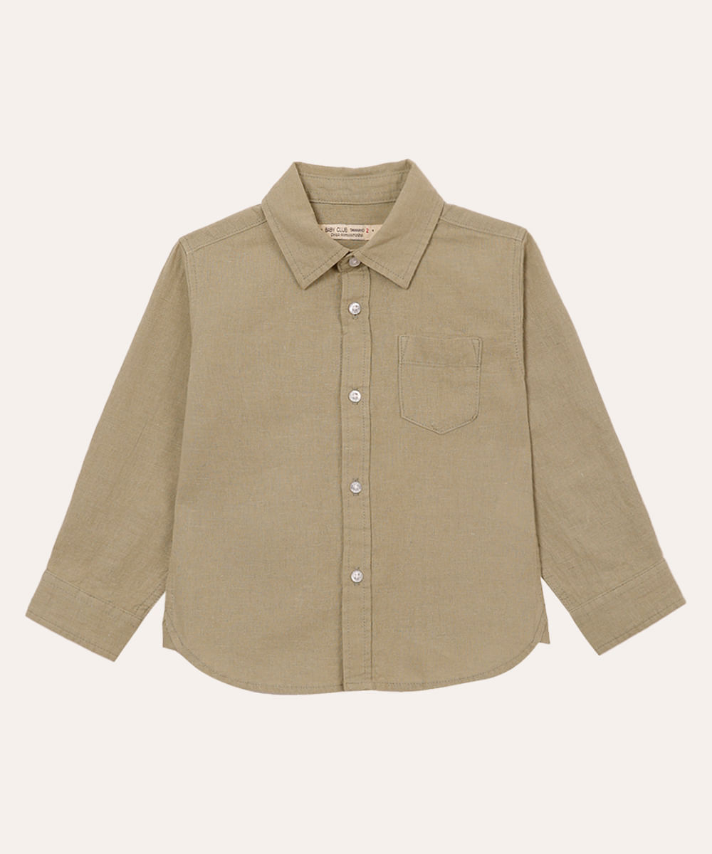 camisa com linho infantil verde
