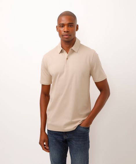 polo comfort texturizada bege