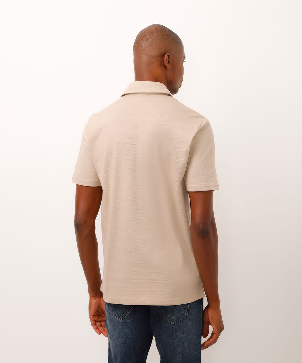 polo comfort texturizada bege