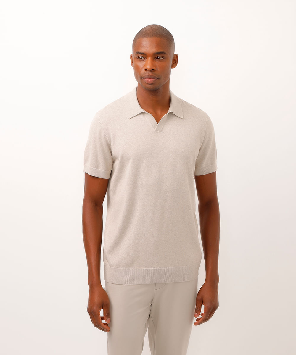 polo comfort de tricot bege