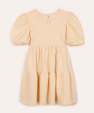 vestido três marias infantil manga bufante bege