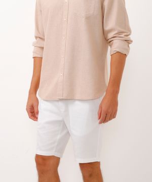 bermuda de sarja cós elástico com bolso branco