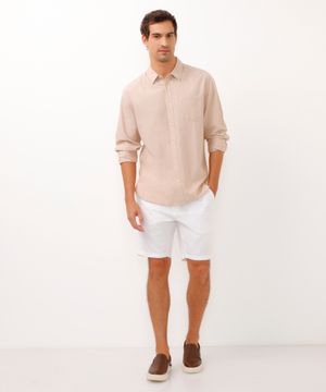 bermuda de sarja cós elástico com bolso branco