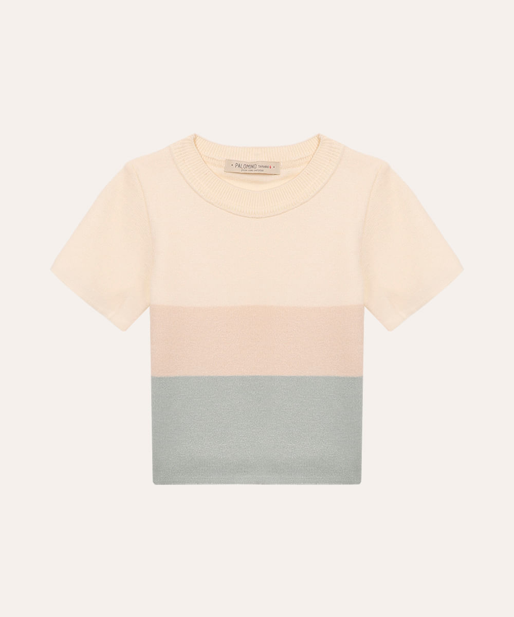 blusa de tricot infantil listrada verde