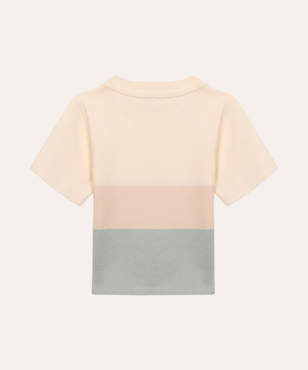 blusa de tricot infantil listrada verde